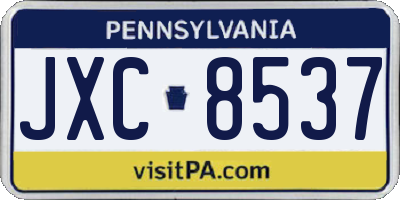 PA license plate JXC8537
