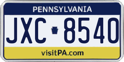 PA license plate JXC8540
