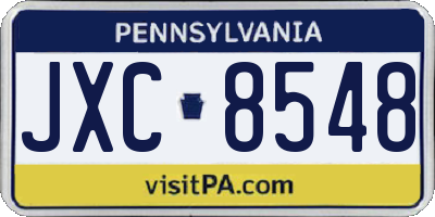 PA license plate JXC8548