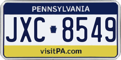 PA license plate JXC8549