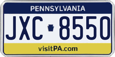 PA license plate JXC8550