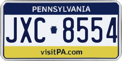PA license plate JXC8554