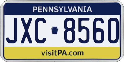 PA license plate JXC8560