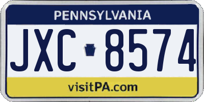 PA license plate JXC8574