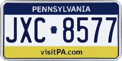PA license plate JXC8577
