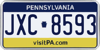 PA license plate JXC8593