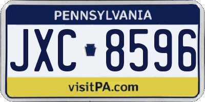 PA license plate JXC8596