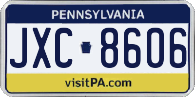 PA license plate JXC8606