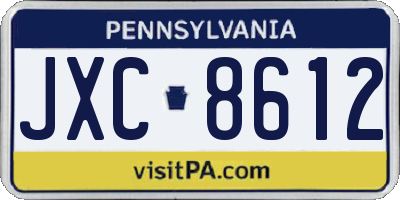 PA license plate JXC8612