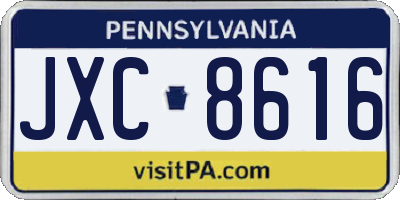 PA license plate JXC8616