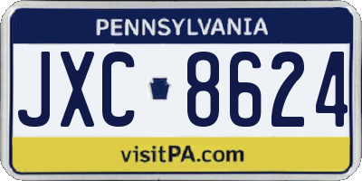 PA license plate JXC8624