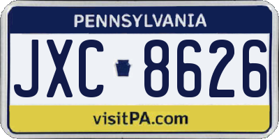 PA license plate JXC8626