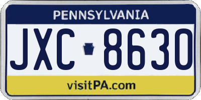 PA license plate JXC8630