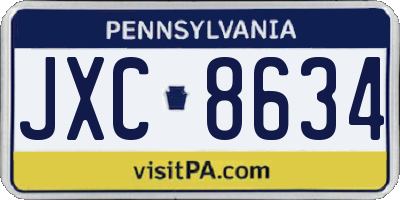 PA license plate JXC8634