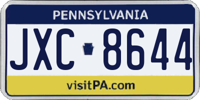 PA license plate JXC8644
