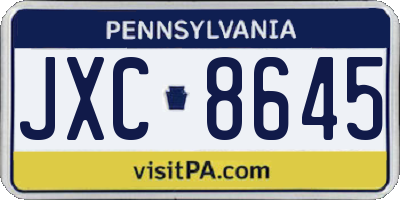 PA license plate JXC8645