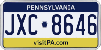 PA license plate JXC8646
