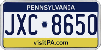 PA license plate JXC8650