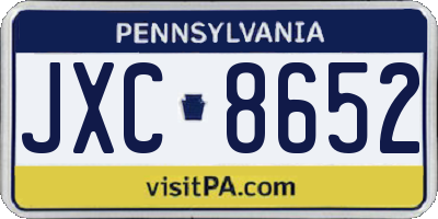 PA license plate JXC8652