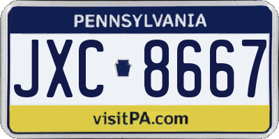 PA license plate JXC8667