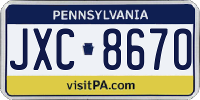 PA license plate JXC8670