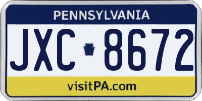 PA license plate JXC8672