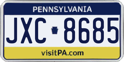 PA license plate JXC8685