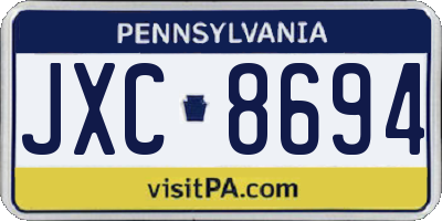 PA license plate JXC8694