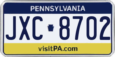 PA license plate JXC8702