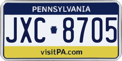 PA license plate JXC8705