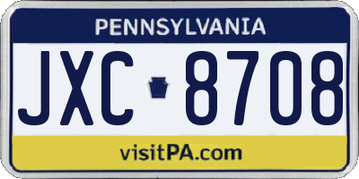 PA license plate JXC8708