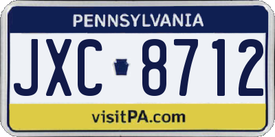 PA license plate JXC8712