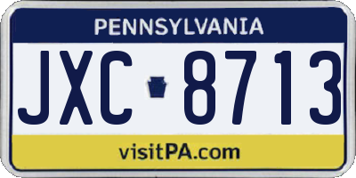 PA license plate JXC8713