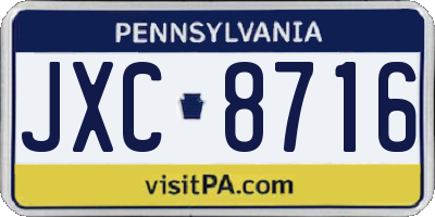 PA license plate JXC8716