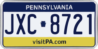 PA license plate JXC8721