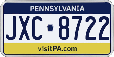 PA license plate JXC8722