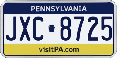 PA license plate JXC8725