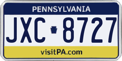 PA license plate JXC8727