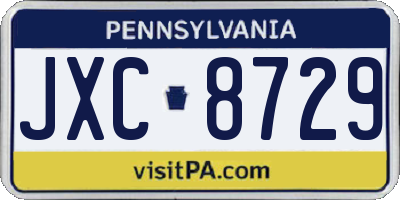 PA license plate JXC8729