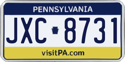 PA license plate JXC8731