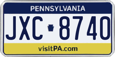 PA license plate JXC8740
