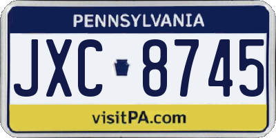 PA license plate JXC8745