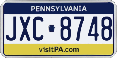 PA license plate JXC8748