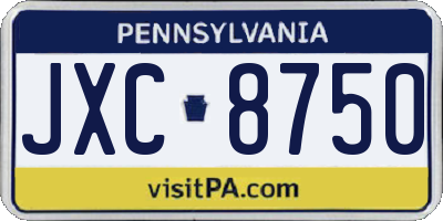 PA license plate JXC8750