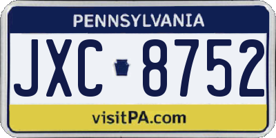 PA license plate JXC8752