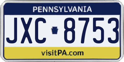 PA license plate JXC8753