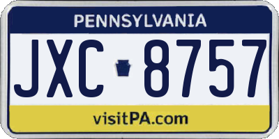 PA license plate JXC8757