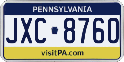 PA license plate JXC8760