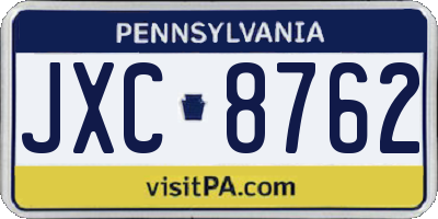 PA license plate JXC8762