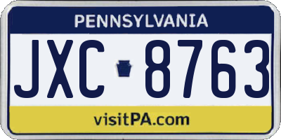 PA license plate JXC8763